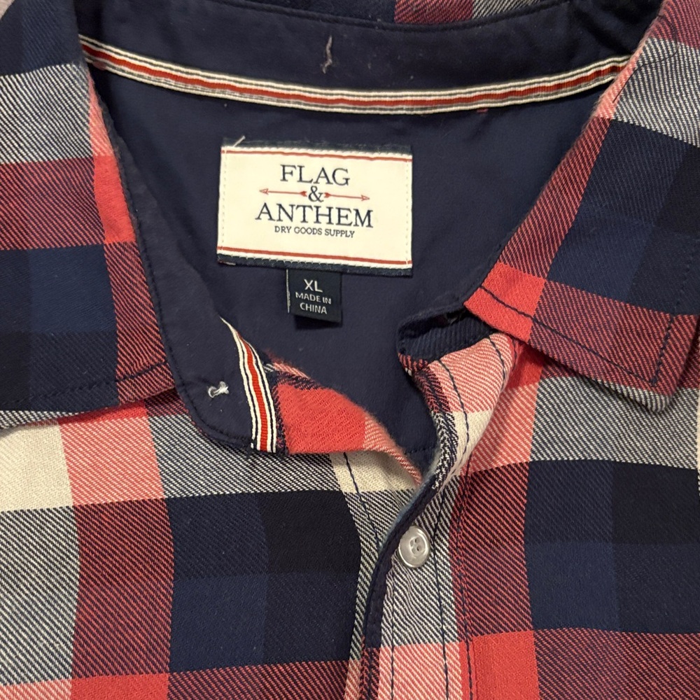 Flag & Anthem Navy and Red Plaid Casual Shirt